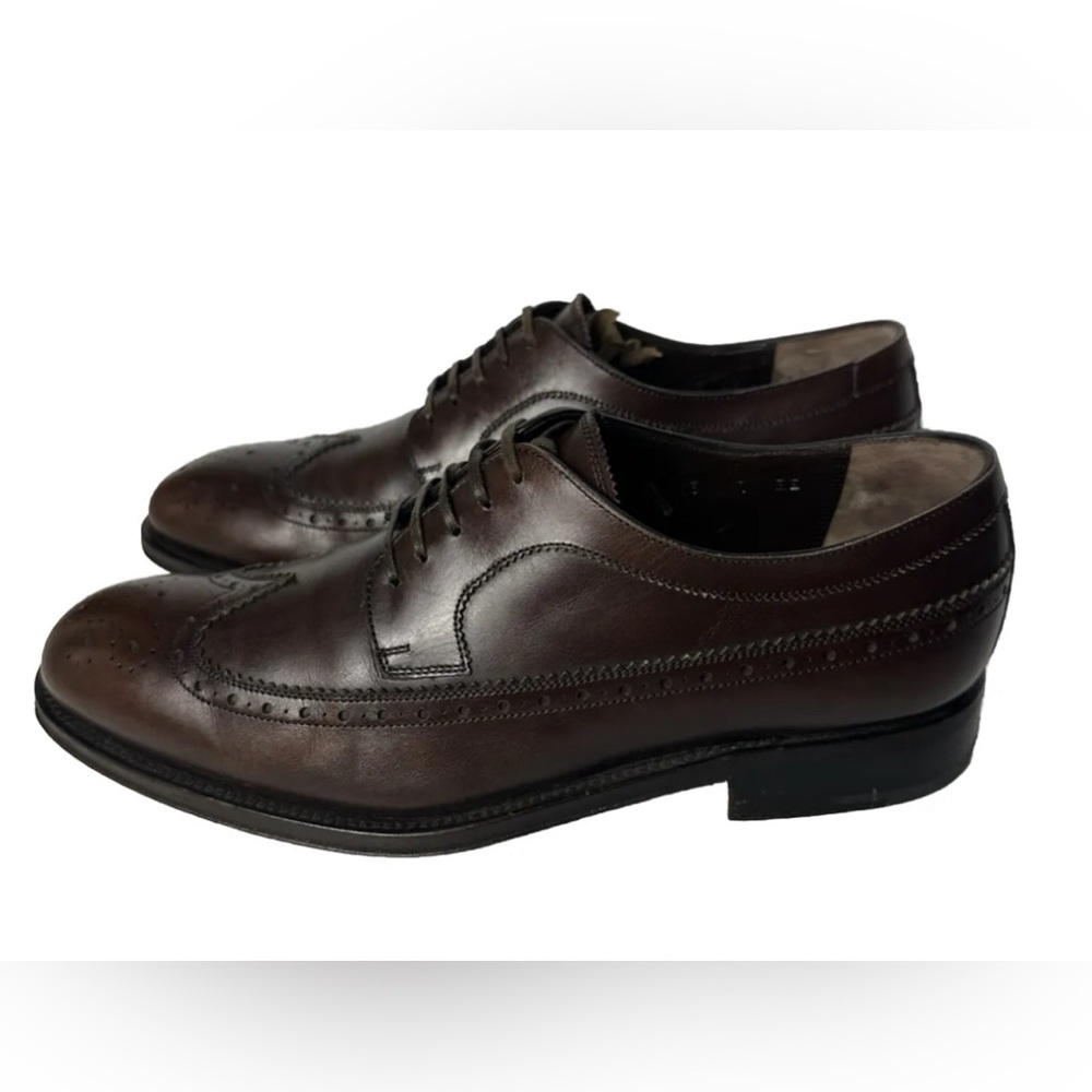 Salvatore Ferragamo Brown Brogue Derby Leather Shoes Men Size 7 Us